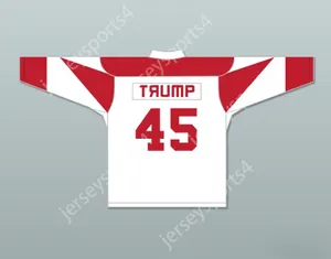 Custom Don Cheadle Snl Donald Trump 45 CCCP White Hockey Jersey Top Cucite S-M-L-XL-XXL-3XL-4XL-5XL-6XL