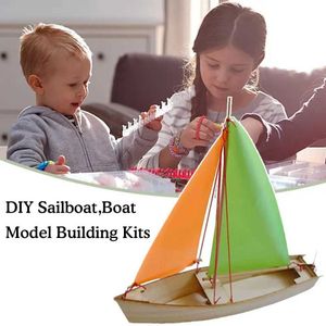 Model Set Self angetriebene Holzboot -Modellgebäude -Kit für Kinder handgefertigtes DIY Segelboot Spielzeugqualität Holzspielzeugmodell Montage X9Y4 S2452399