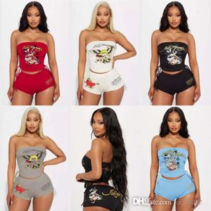 Women Tracksuits Two Piese Set Designer 2024 New Clothing Letters Pattern Positioning Print Wrapped Chest Shorts Set 5 Colours