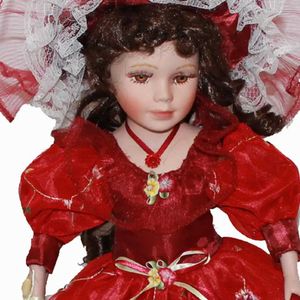 Puppen 40 cm Porzellan Damen Puppenmodell gedruckt Kleid Hut Home Dekoration S2452307
