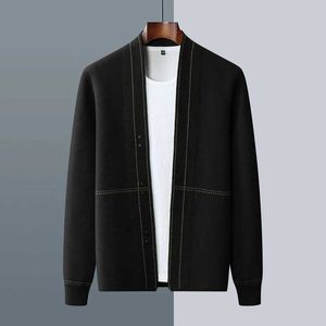 Herrjackor Nya herrar Wool Cardigan fashionabla och bekväma solid färg varm och mjuk tröja av hög kvalitet Business Jacket Casual Mens Jacket Q240523