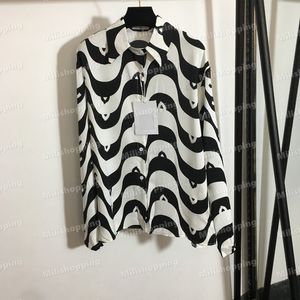 Wave Stripe Женские блузки дизайнер с длинным рукавом кардиган один размер рубашки C