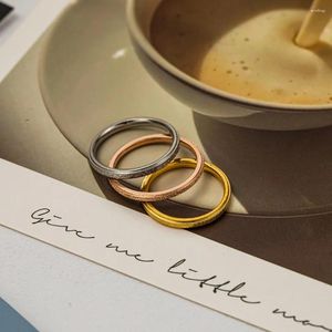 Cluster Rings Korean Fashion Stainless Steel Plain Frosted Ring Simple Style Couple Engagement Jewelry For Women Items