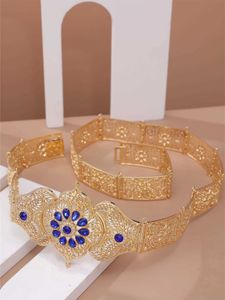 Paski łańcucha talii Marokco Caftan Wedding Biżuteria Brides Brides Gold Rhinestone Body Chain Trkiye Arab Arab Wedding Belt Q240523