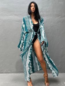 Fitshinling Vintage Beach Cover-up Kimono Women Abbigliamento da bagno sexy Summer Long Cardigan con uscite per le vacanze a cintura 2024