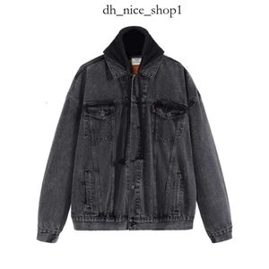 Giacca vetement giacche da uomo vetements giacca di jeans nero uomini essenziali vestiti di abbigliamento y2k streetwear spalline da donna con i vetement di alto livello 753