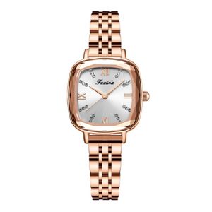 Retro Series Heartbeat rostfritt stål Band Quartz Womens Watches Square Dial Ladies Watch Brilliant Light Wristwatches 246y