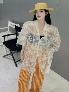 Camicette da donna estate camicetta in pizzo vintage in pizzo coreano top camicie sovradimensionate sexy cappotto y2k streetwear