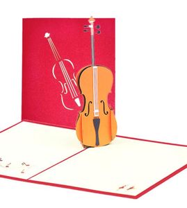 Cartas de felicitações de guitarra Party Favors Birthday Party Decorações Guitars para Music Lovers Gift Art Paper 3D Pop -Up Cards Gre5830526