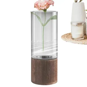 Vases Cylindrical Flower Vase Hydroponic Tank Transparent Fold Lines Pot Creativity Glass Home Decoration