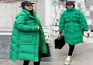 Winter Women039s Down Jacket Long Over Knee Cotton Jacket 2022 Ny koreansk version av lös och tjock vadderad jacka med Hood Zi5094611