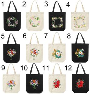 DIY Flower Pattern Canvas Carrying Bag Embroidery Kit Embroidery Hoops Cross Stitch Cloth Threads Tools Sewing Needlepoint Kits