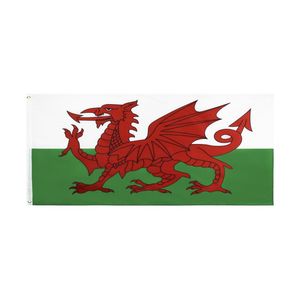 Banner bayrakları stokta 3x5ft 90x150cm Asma kırmızı ejderha Galler Cymru bayrağı ve kutlama dekorasyon için