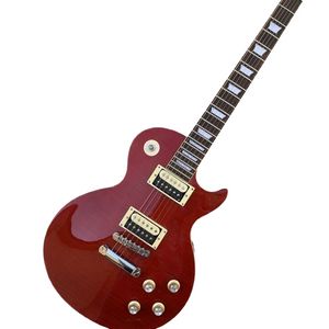 In stock al dettaglio all'ingrosso al dettaglio LP Electric Guitar Red Color Mogany Wood Body con sottile top e collo in acero fiammato