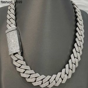 سلاسل ذهبية رجالي 18 ملم من المصمم VVS Moissanite Miami Cuban Link Chain S925 Sterling Silver Necklace