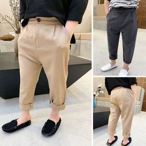 2021 Korea chłopców garnitur Pants School Kids Casual Button Spoders Ubrania Dzieci Formalne spodnie marki kostium mody