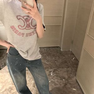 T-shirt maschile C24 Simple Triumphal Arch Full Sheet Diamond Letter Decoration Sleove Cash Short Short Shirt