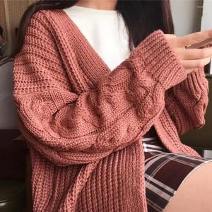 Malhas femininas malha suéter etono inverno mulheres manga longa casaco de malha torcido Cardigan2024