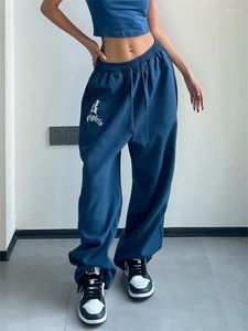 Frauenhose Qweek Hip Hop Blue Track Frauen Y2K Streetwear Punk Schwarzes Weitbein Jogger Jogginghose Übergroße Kpop Hippie Baggy Tro Xefn