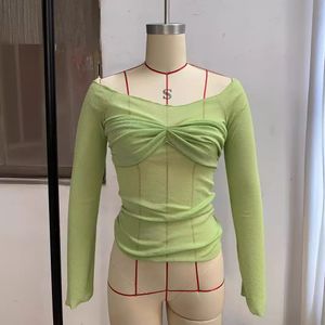 2023 New European and American womens leisure spring Amazon new bow tube top long sleeve T-shirt top Y2K fashion