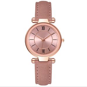 McyKcy Brand Leisure Fashion Style Womens Watch Good Selling Pink Leather Band Quartz Battery Ladies Watches Wristwatch 252K