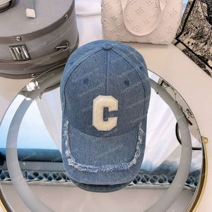 C Brev broderad kulklappar min broderade tvättade denim justerbar baseballmössa för män av hög kvalitet svart vintage pappa hattar gorras hombre