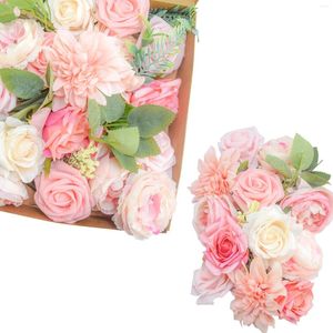 Декоративные цветы в европейском стиле розовый искусственный шелк для Diy свадебной ко дню матери подарок насыщенные розовые фальшивые цветочные букет домашний декор дома