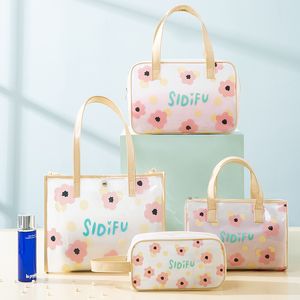 Translucent storage travel large capacity cosmetic bag portable hand-held bathing swimming bag pvc toiletry storage bag