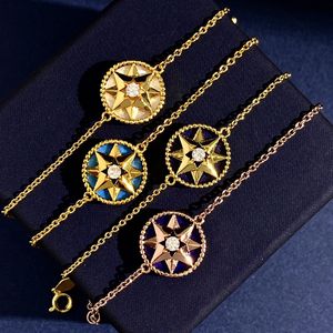 Gratis frakt lyx varumärke mode charm armband kedja turkos skal kompassstjärna hexagram kristall kubik zirkoni kvinnor smycken gåva