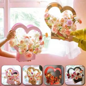 Present Wrap 1 PCS Romantic Flower Packaging Box Creative Heart-Shaped Boxes Simple Wrapping Basket For Wedding