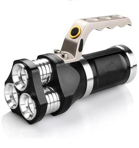 Utomhus LED -sökljus ficklampa USB -uppladdningsbar 3Led Tactical ficklampa Spotlight Camping Hunting Light med batteriladdare6908984