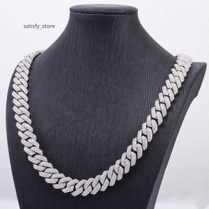 VVS Moissanite Gold Miced Out Miami Diamond Silver Cuban Link Chain Ожерелье 925 стерлинговое серебро с твердым золотом