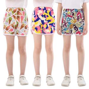 Shorts 3 pieces of summer childrens shorts girls safety pants underwear girls mini shorts childrens floral wide leg hot pants 3-10 years old Y240524