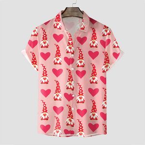 Fashion Love Heart Hawaiian Shirt Männer Frauen Sommer Beach Urlaub Kurzarm Tees Tops Paar Button Lapel 3D -Druckbluse