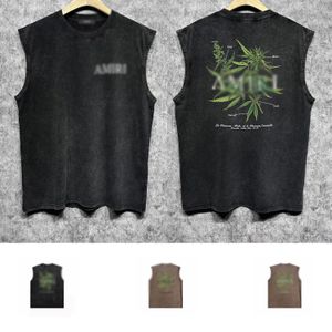 24ss new designer mens tank tops trendy brand breathable summer cotton sleeveless t shirts ZJBAM062 leaves to make old printed vest bodybuilding clothes size S-XXL