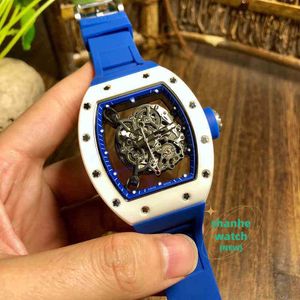 RM Watch Date Business Leisure Mens Full-Automatic Mechanical Watch Rectangular Ceramic Hollowed Personalized Tape Tide Luminous Fashion XF18