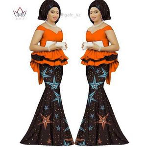 Vårkjol Set African Designed Clothing Traditionell Bazin Print Bazin Riche Plus Size Kjol Set Evening Dress WY1312