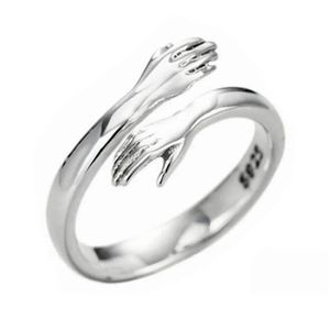 Anéis de cluster Ring Ring Ring Sier Ring, de boa aparência, Hands Baten Hands Hands Hands Fold para homens Momen Girl Kofo Drop Deli Dhpei