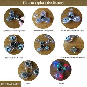 Krystalicznie świetlisty światło LED Fidget Spinner Ręka Top Spinnerów Świeci w ciemnym EDC Stres Relief Toys Kinetic Gyroscope dla dzieci