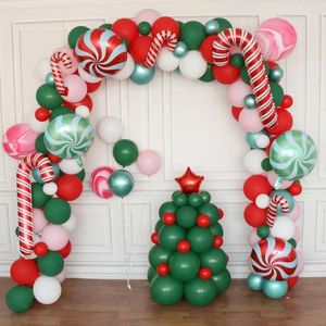 Decoração de festa 139pcs Feliz Natal Balão Garland Arch Green Red Latex Balões para Decorações 2024 Suprimentos de Natal Globos