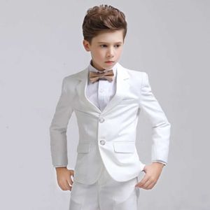 Kinder weiße Blazer Weste Hosen 3pcs Set Kinder Taufe Hochzeit Prom Fotografie Anzug Baby Jungen Elegante Kleiderparty Kostüm