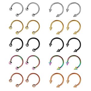 Stainless Steel Cone Spike Horseshoe Circular Septum Nose Ring Nipple Hoops Eyebrow Ear Piercing Body Jewelry 240523