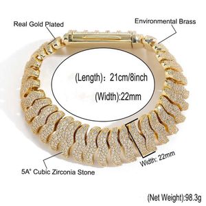 22mm Designer Jewelry Moissanite Cuban Chain Necklace Wide Centipede Hip Hop Pendant Full Diamonds Necklace Natural Zircon 18K PVD Gold Plated Cuban Chain for Men