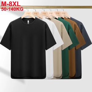 Tシャツメンズイブズサイズ6xl 7xl 8xlプラスサイズ半袖KhakiブラックTシャツ夏のシャツファッションルーズドロップ240524