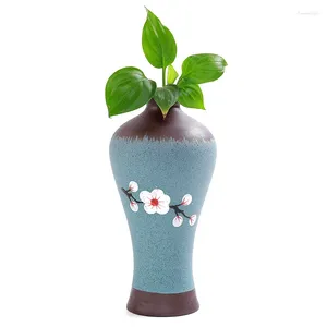 花瓶手描きの紫色の砂の粗い陶器小さな花瓶の創造的なクラフトホームデコレーションセラミックギフトテーブルトップ