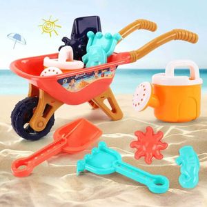 Areia brincar de água divertida Toys Toys Summer praia conjunto Childrens Toys Plastic Shovel Handcart Bacia de água Criança Ferramentas de jogo de água de praia wx5.22