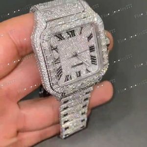 Najlepsza cena 41 mm losowane zegarki Luksusowy automatyczny ruch ze stali nierdzewnej lodowane Hip Hop vvs moissanite zegarki dla męskich