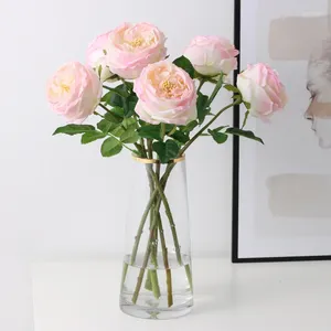 Dekorative Blumen echter Berührung großer Austin Rose Künstliche Pfingstrosen Hochwertige Fälschung für Home Wedding Decor Weihnachten Vase Simulation Flores