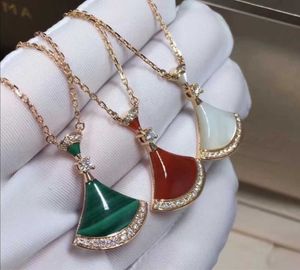 High cost performance jewelry Bulgarly necklace VGold Skirt Fanshaped Small Necklace White Red Dress have Original logo