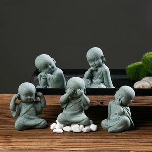 1pcs figurine monaci piccoli saggi di monaco Buddha Resin Crafts Distanza di miniature Statues Ornamenti per la casa Bonsai decorazione 240524